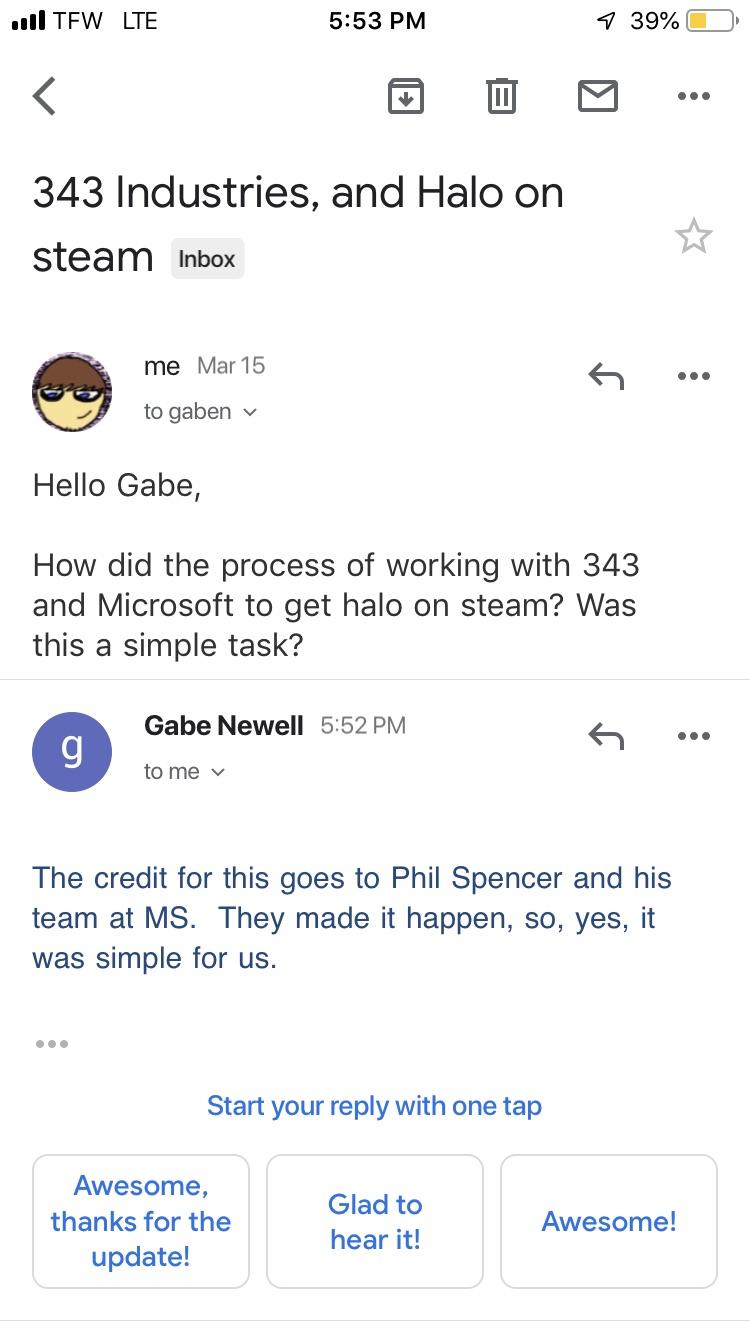 Gabe Newell Credits Microsoft’s Phil Spencer and his Team for Bringing Halo MCC to PC; Gabe Newell Credits Microsoft’s Phil Spencer and his Team for Bringing Halo MCC to PC;