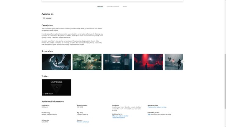 Remedy’s Control to Release on August 27th, According to Microsoft Store Listing Remedy’s Control to Release on August 27th, According to Microsoft Store Listing