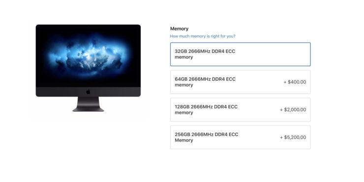 Apple Pairs 2017 iMac Pro With 256GB DDR4 ECC RAM For $5200 Apple Pairs 2017 iMac Pro With 256GB DDR4 ECC RAM For $5200